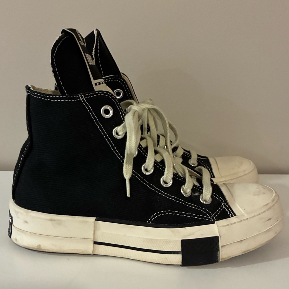 Converse DRKSTAR Hi Rick Owens DRKSHDW Black Sneakers - Picture 3 of 7